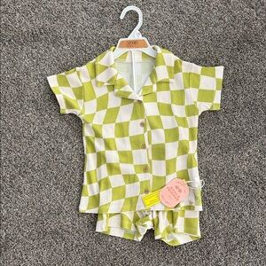 Bamboo 4T Kids Checkered Set in Green and White